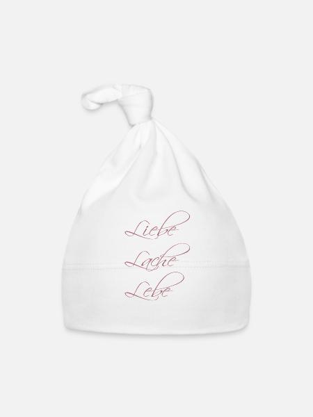 Liebe Lache Lebe - Baby Bio-Mütze - Weiß - Vorne