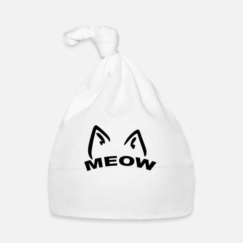 Cat meow gift idea - Organic Baby Cap - white