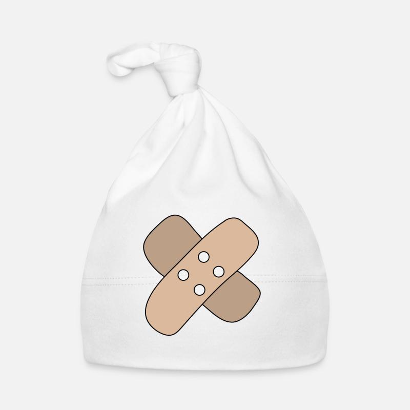 Pflaster, Wunde, Verletzung, Heilung, Geschenkidee - Baby Bio-Mütze - Weiß