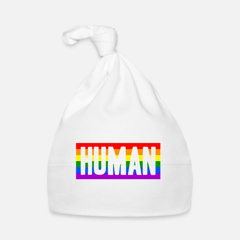 Human Mensch Regenbogen Geschenkidee - Baby Bio-Mütze - Weiß