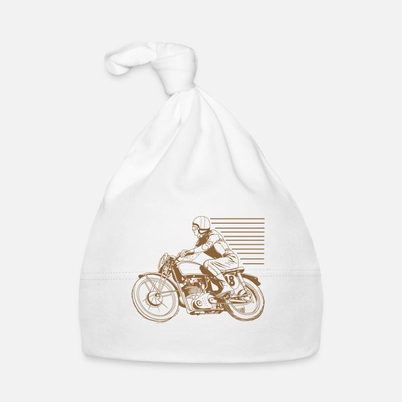 motocyclette vintage - moto vintage - Bonnet bio Bébé - blanc