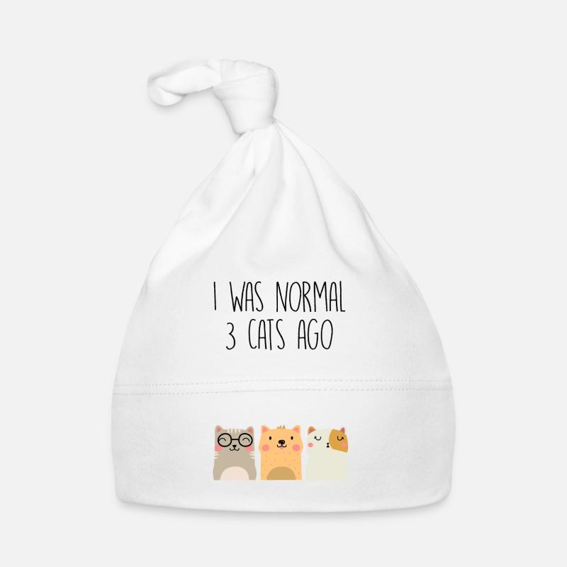 J'étais normal il y a 3 chats - Bonnet bio Bébé - blanc