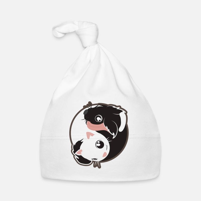 Yin Yang chat chien noir et blanc - idée cadeau Bonnet bio Bébé