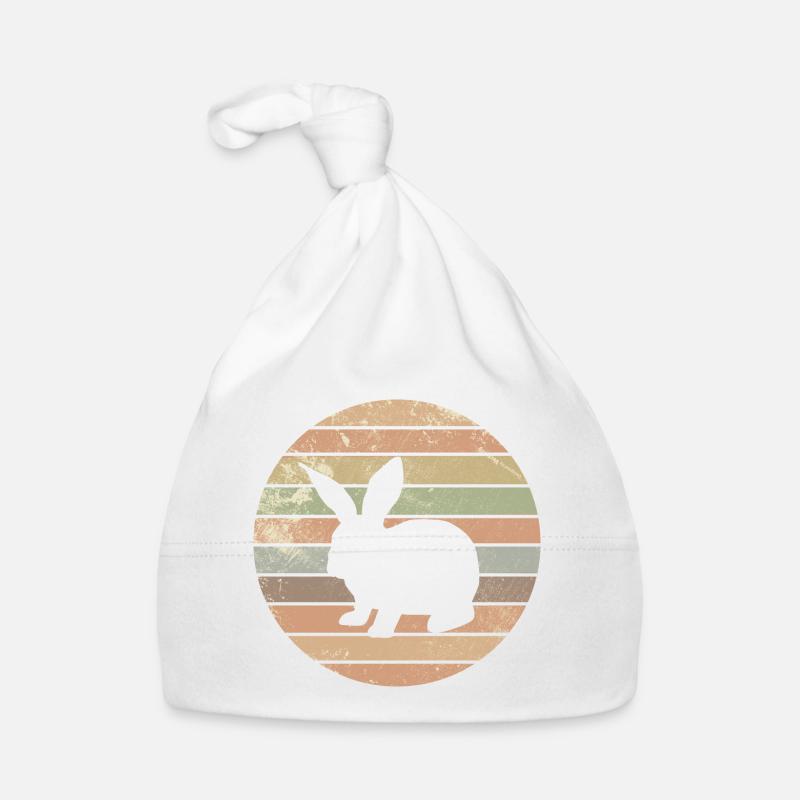 Lapin Lapin Lapin de Pâques Cadeau Rétro Lapin - Bonnet bio Bébé - blanc