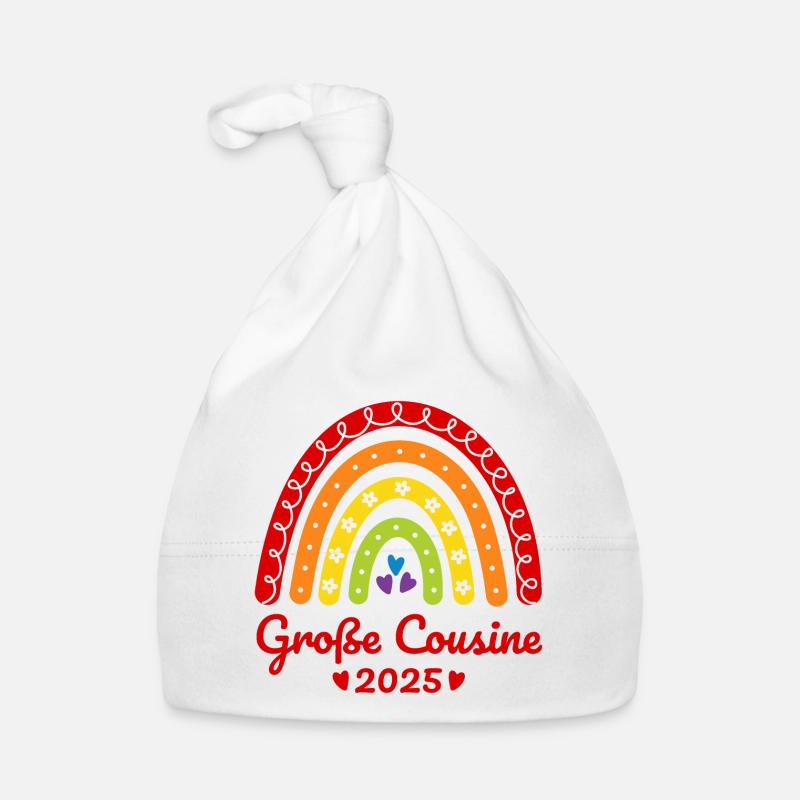 Boho Regenbogen Große Cousine 2025 Baby Bio-Mütze