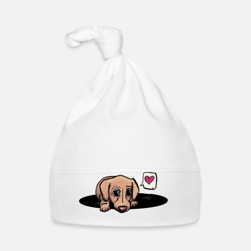 Dackel / Welpe / Hund / Liebe / Herz / Dackelblick Baby Bio-Mütze