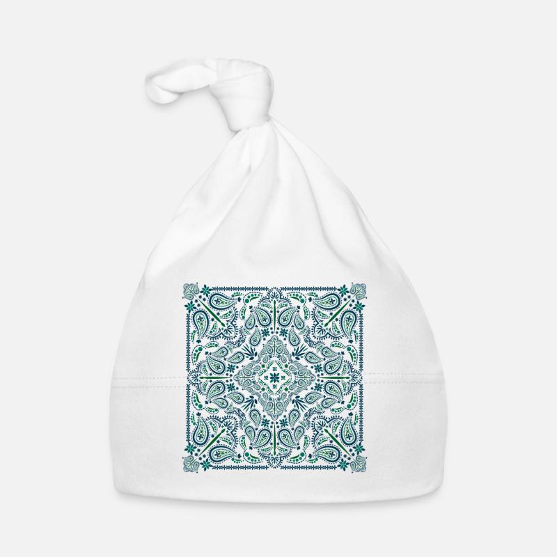 Paisley Modèle - Mandala, Mosaïque, Impression de fleurs Bonnet bio Bébé