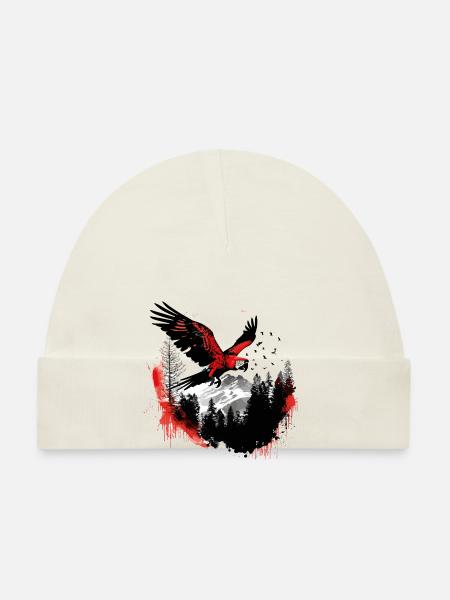 Perroquet Oiseau Ara Nature sauvage - Bonnet bio Bébé - blanc - Devant