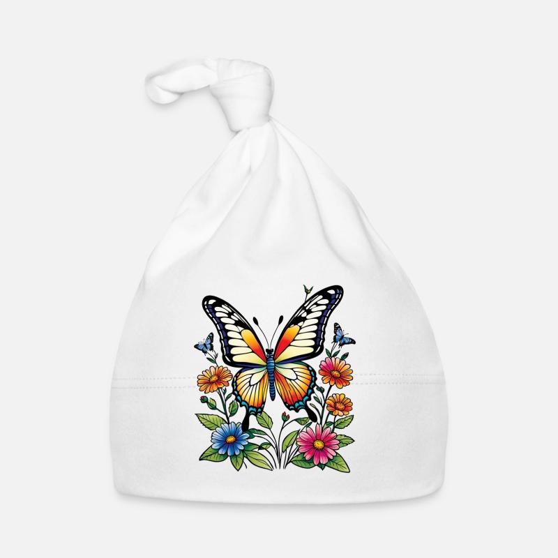 papillon avec des fleurs colorées, papillon Bonnet bio Bébé