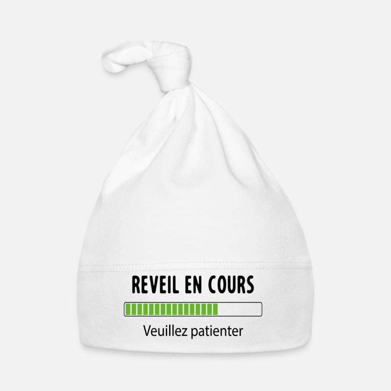 Geek En Cours De Réveil Veuillez Patienter - Bonnet bio Bébé - blanc