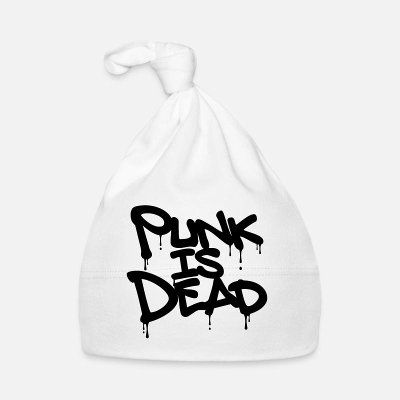 Punk Is Dead in black with drops Organic Baby Cap