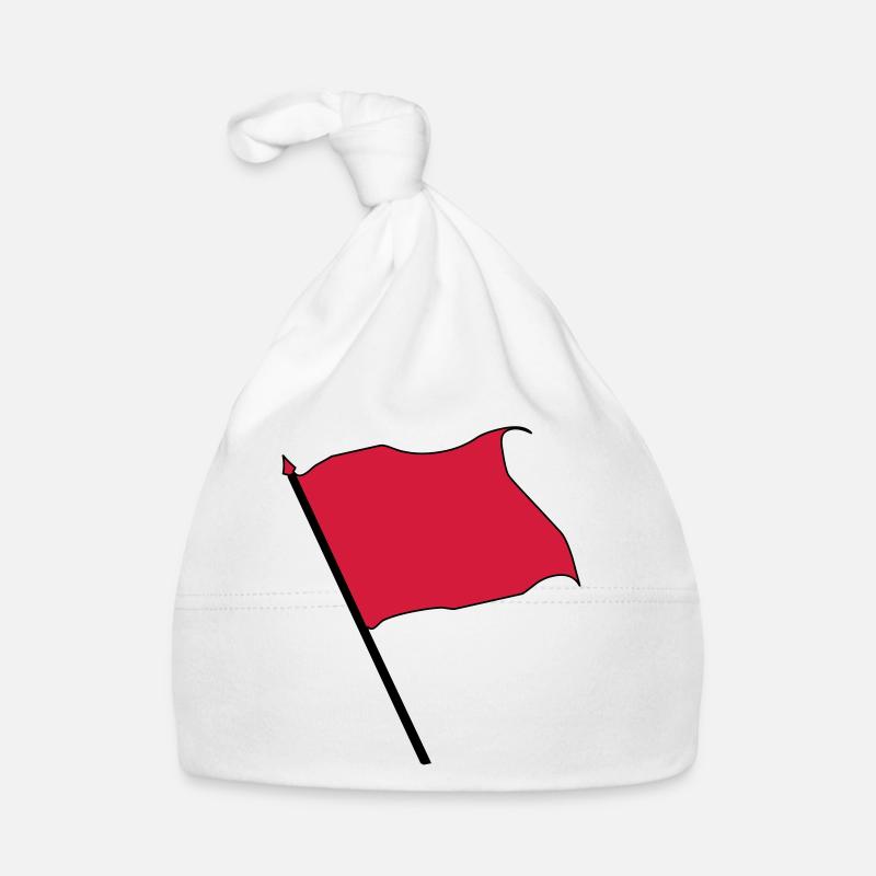 drapeau rouge - Bonnet bio Bébé - blanc