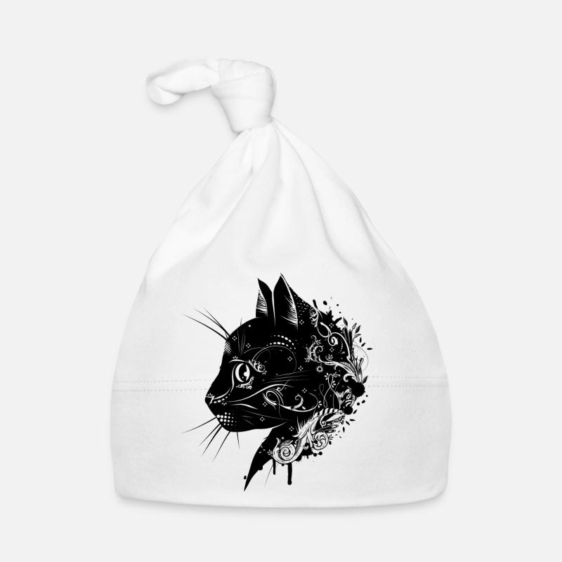 une tête florale d'un chat Bonnet bio Bébé