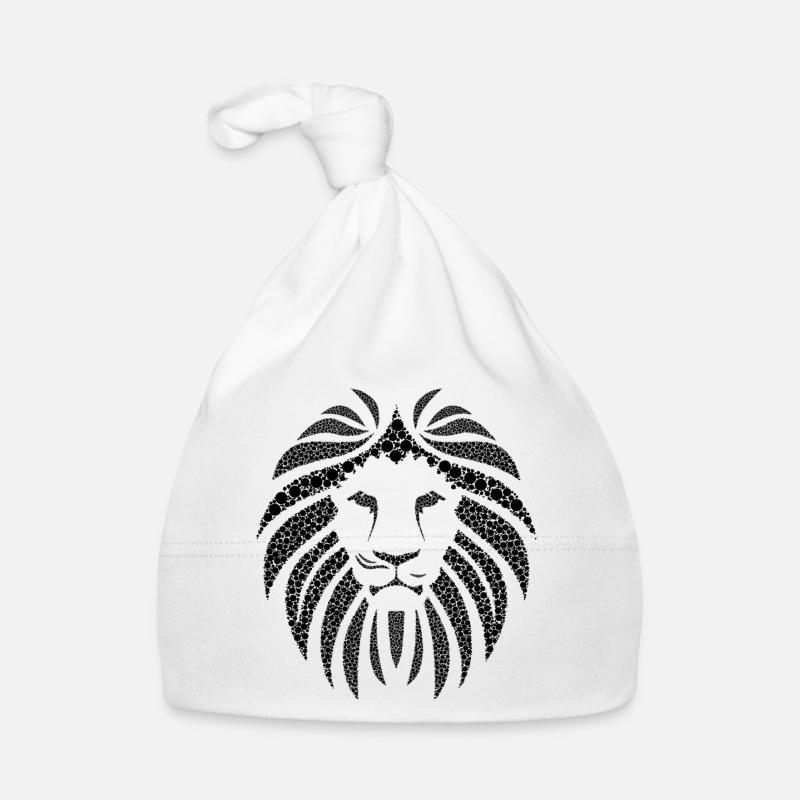 Lion noir belle - Bonnet bio Bébé - blanc