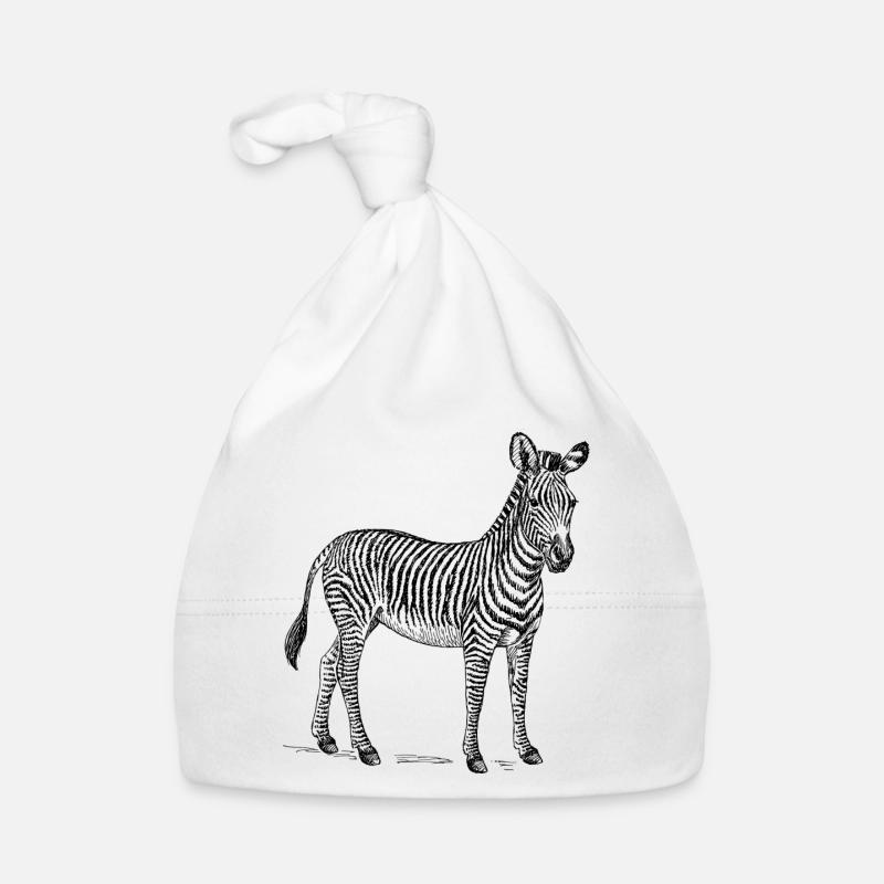 Zebra noir - Bonnet bio Bébé - blanc