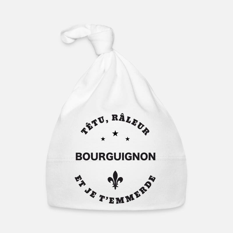 Bourguignon, têtu, râleur - Bonnet bio Bébé - blanc