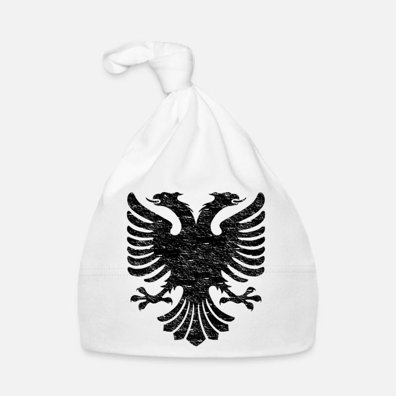 Aigle albanais aigle bicéphale Shqiptar albanais - Bonnet bio Bébé - blanc