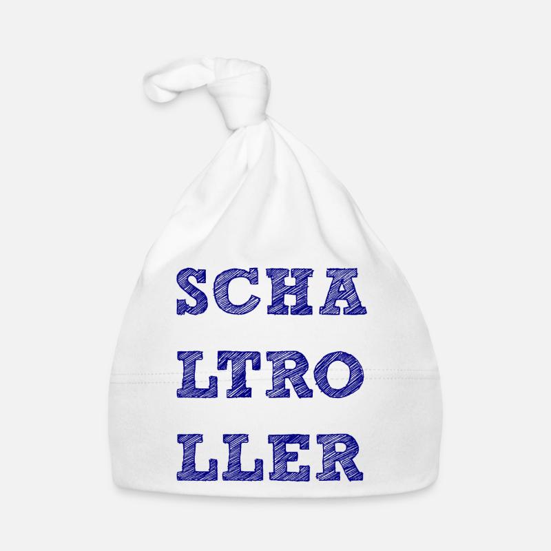 Schaltroller Schritzug schraffiert - Baby Bio-Mütze - Weiß
