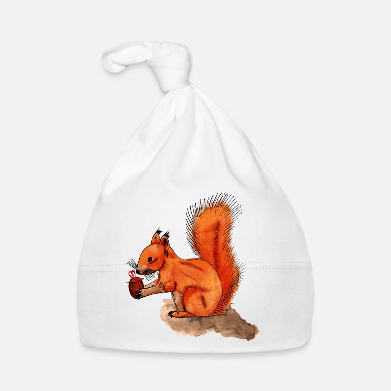 Eichhörnchen mit Geschenk Baby Bio-Mütze