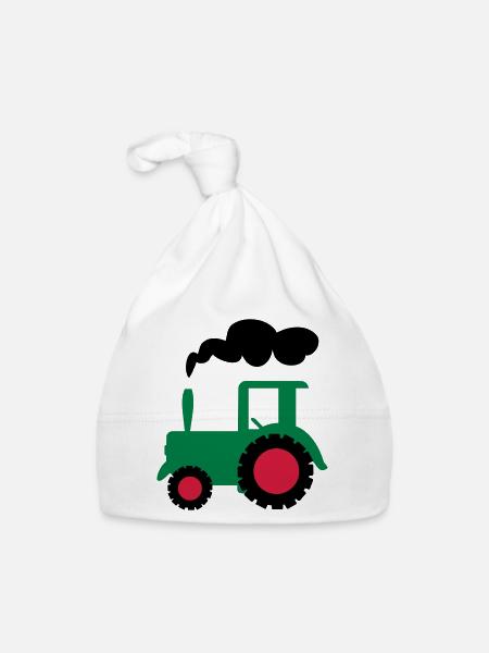 tractor - Organic Baby Cap - white - Front
