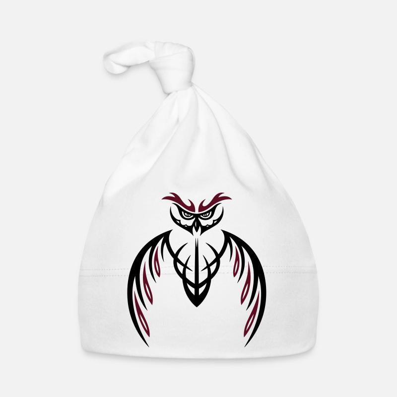 Large Owl Tribal & Tattoo Style. Organic Baby Cap