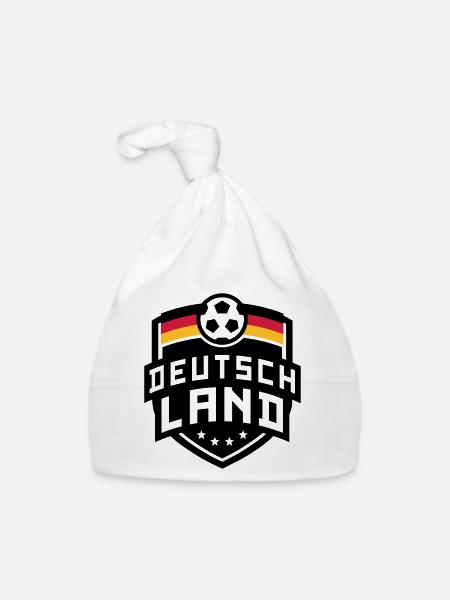 Deutschland Fußball Wappen 04 - Baby Bio-Mütze - Weiß - Vorne