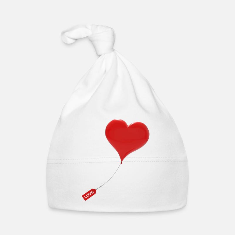 ballon en forme de cœur - Bonnet bio Bébé - blanc