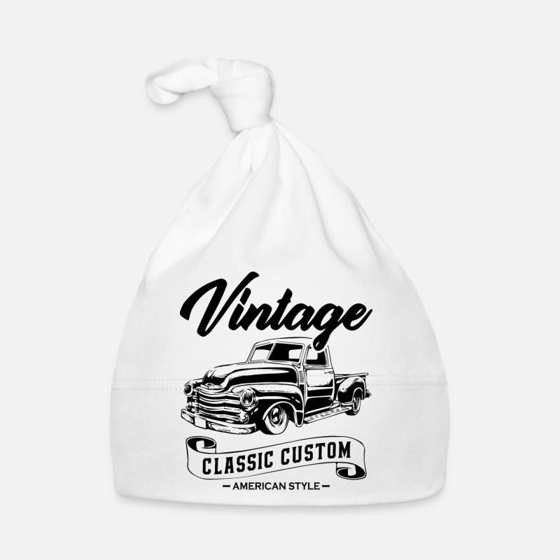 Vintage Classic Car - Bonnet bio Bébé - blanc