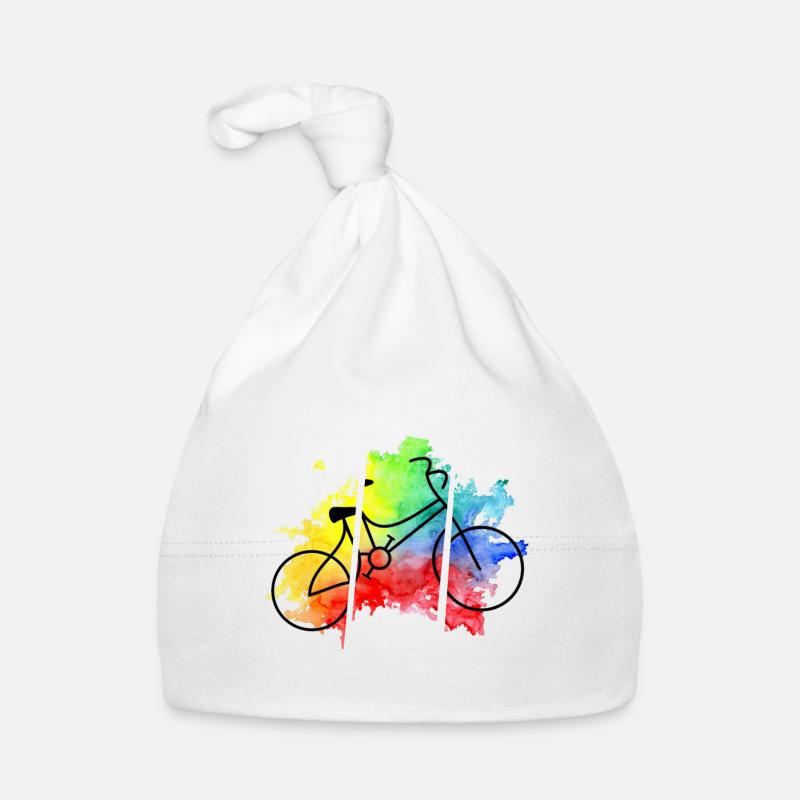 Vélo coloré - Bonnet bio Bébé - blanc