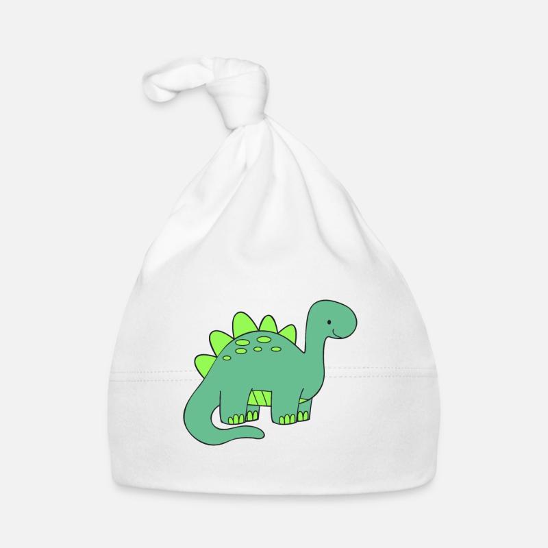 dinosaure mignon sourire vert fluo - Bonnet bio Bébé - blanc