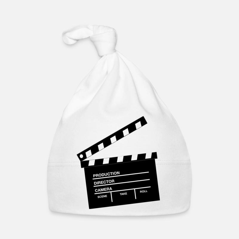 clap de cinema - Bonnet bio Bébé - blanc