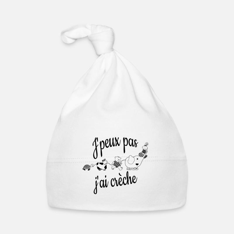 Je peux pas j'ai crèche - Bonnet bio Bébé - blanc