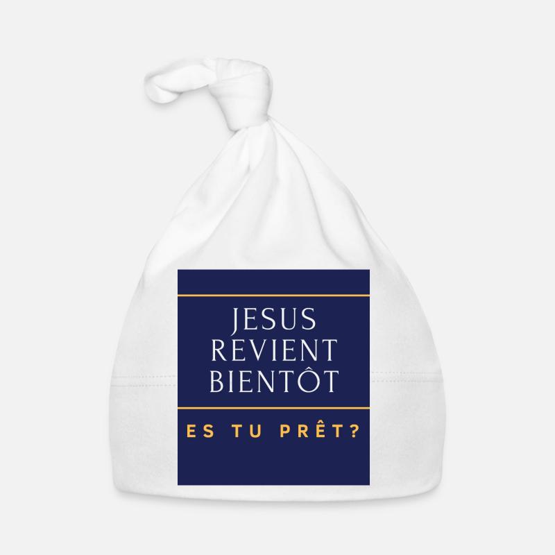 jesus revient bientôt - Bonnet bio Bébé - blanc