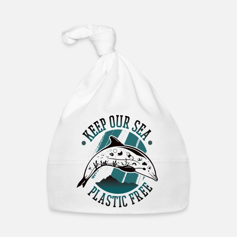 Keep our sea plastic free save the dolphins Bonnet bio Bébé