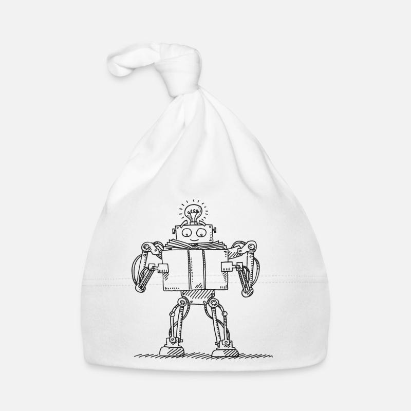 Robots Book Read Machine Learning AI Symbol Organic Baby Cap