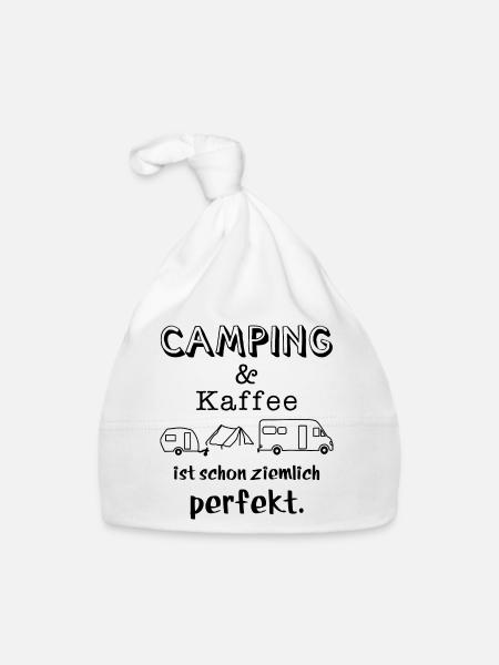 camping und kaffee - Baby Bio-Mütze - Weiß - Vorne