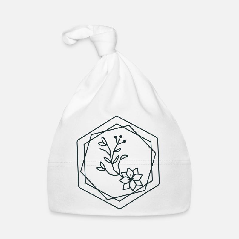 hexagons with floral accent Organic Baby Cap