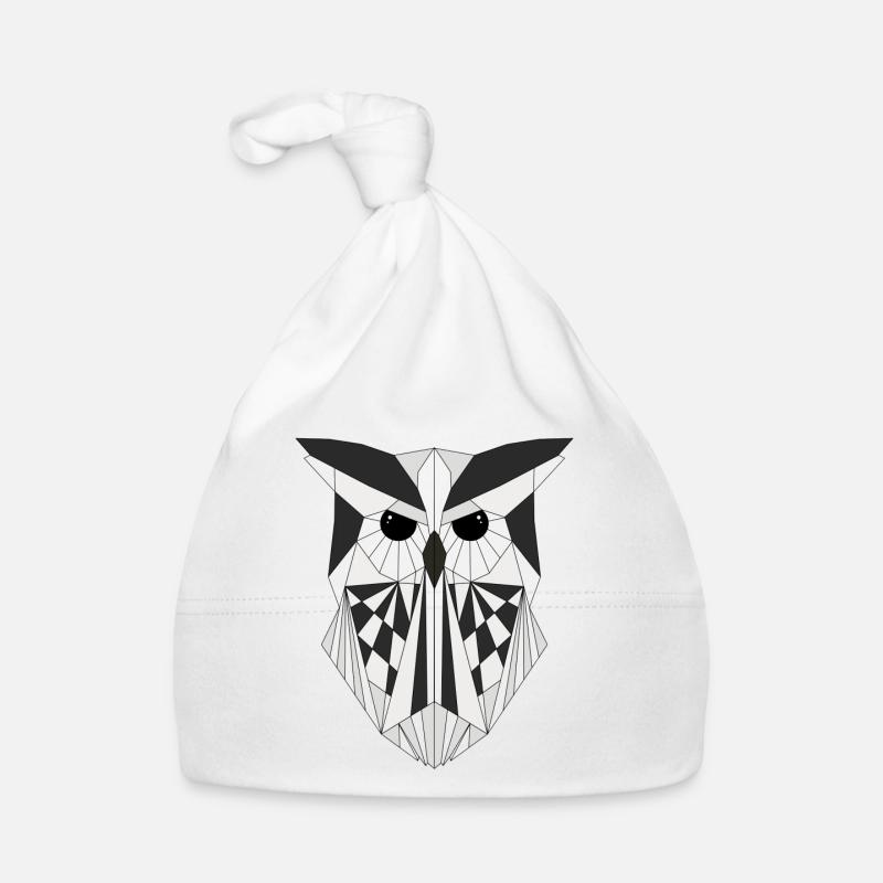 Weiße Eule geometrisch Baby Bio-Mütze