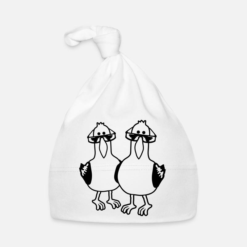 Cartoon 2 Seagull Friends Organic Baby Cap