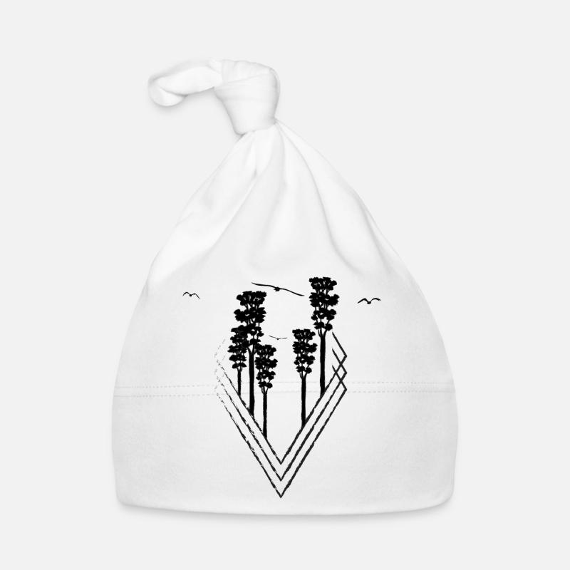 Geometric shape tree birds Organic Baby Cap