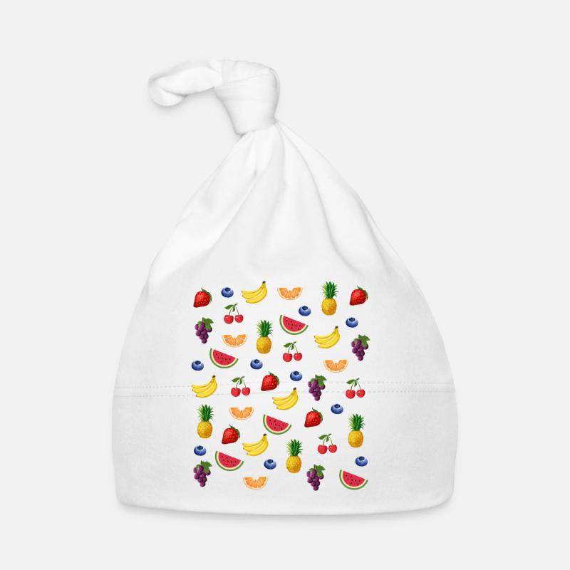fruit pattern strawberry grape cherry pineapple Organic Baby Cap