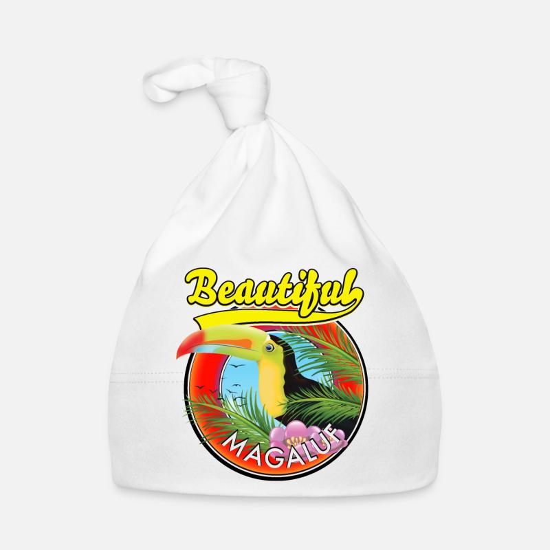 Beau Magaluf, logo toucan. - Bonnet bio Bébé - blanc
