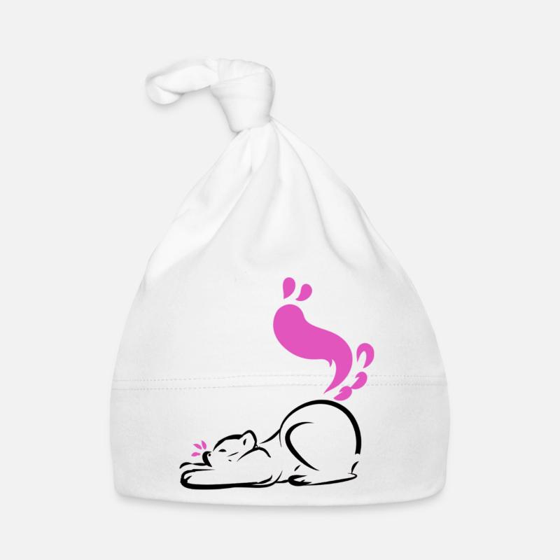 Kitty stretching - Baby Bio-Mütze - Weiß