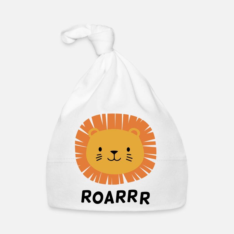 Lion mignon Roarrr - Bonnet bio Bébé - blanc