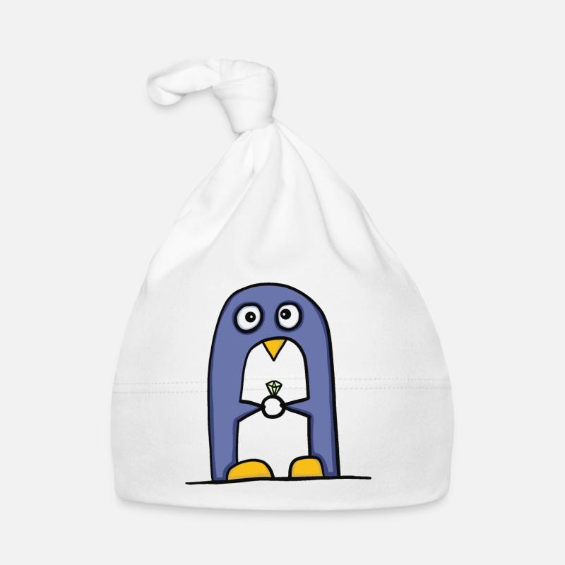Pinguin mit Diamantring Baby Bio-Mütze