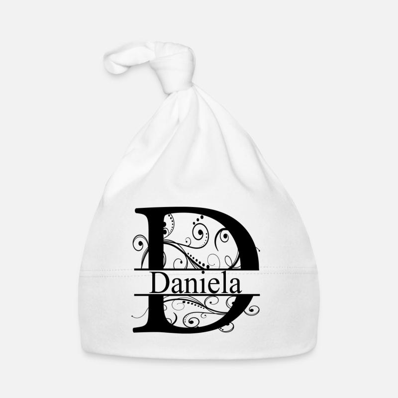 Monogram with the name Daniela - Organic Baby Cap - white