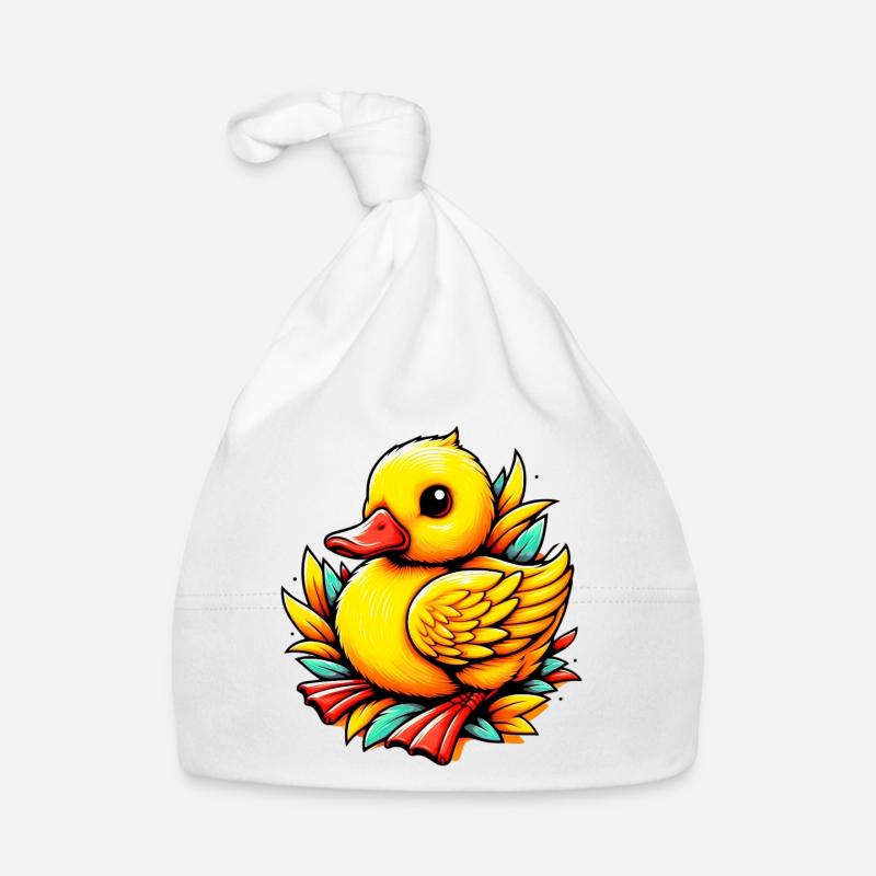 Caneton Canard Canard - Bonnet bio Bébé - blanc