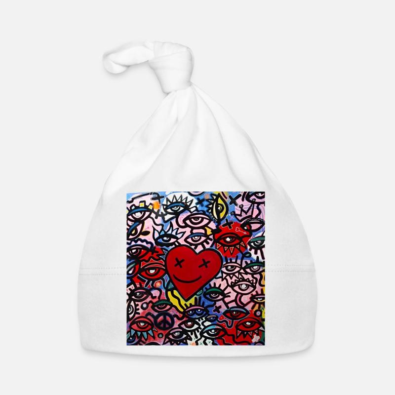 Graffiti Corazon y ojos - Bonnet bio Bébé - blanc
