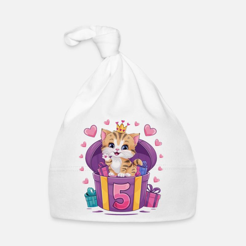 Chat mignon - 5e anniversaire - 5 ans Bonnet bio Bébé