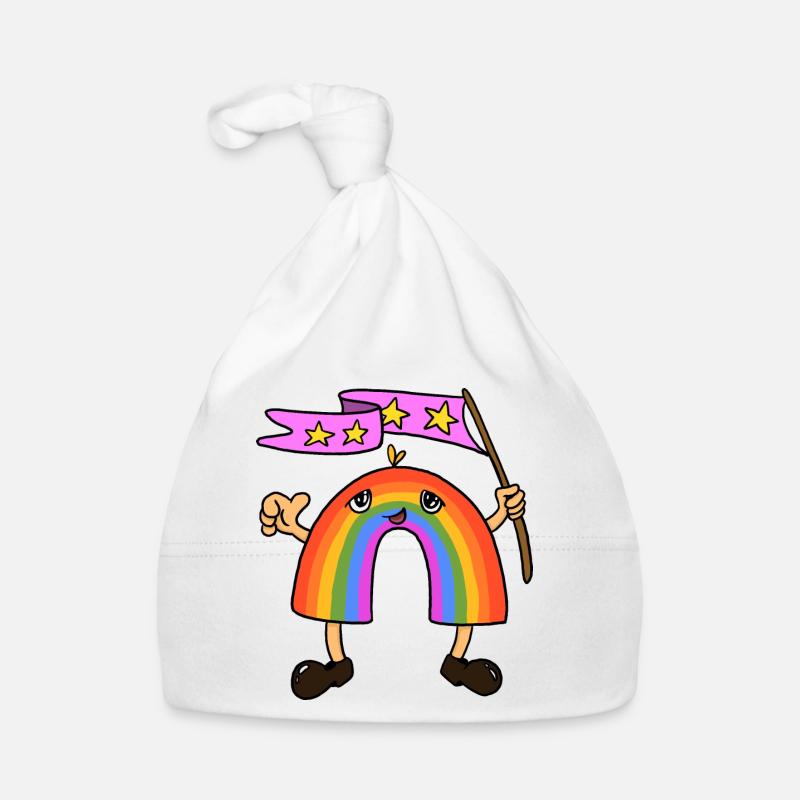 Regenbogen - Baby Bio-Mütze - Weiß
